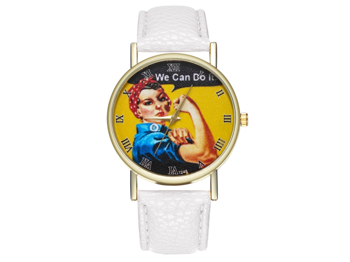 Relógio de Pulso Retro Fashion de Quartzo com Cinto de Couro Slim e Mãos Luminiscentes Branco