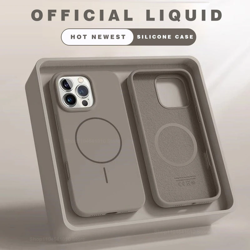 (cinza 17) Capa Magnética Para Celular, Feita De Silicone Resistente A Impactos, Com Carregamento Sem Fio.