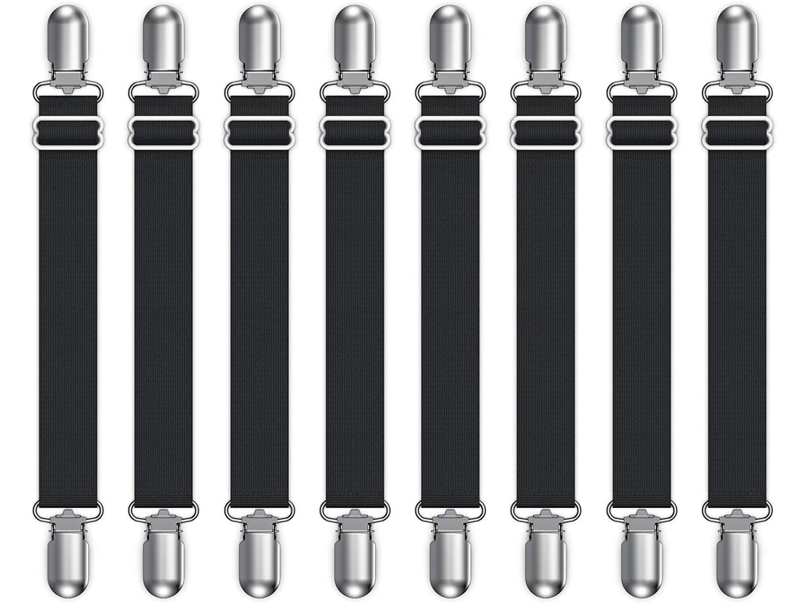 Prendedores De Lençóis, Prendedores Elásticos Com Presilhas, Pretos Aquaforge (pacote Com 8 Unidades/conjunto)