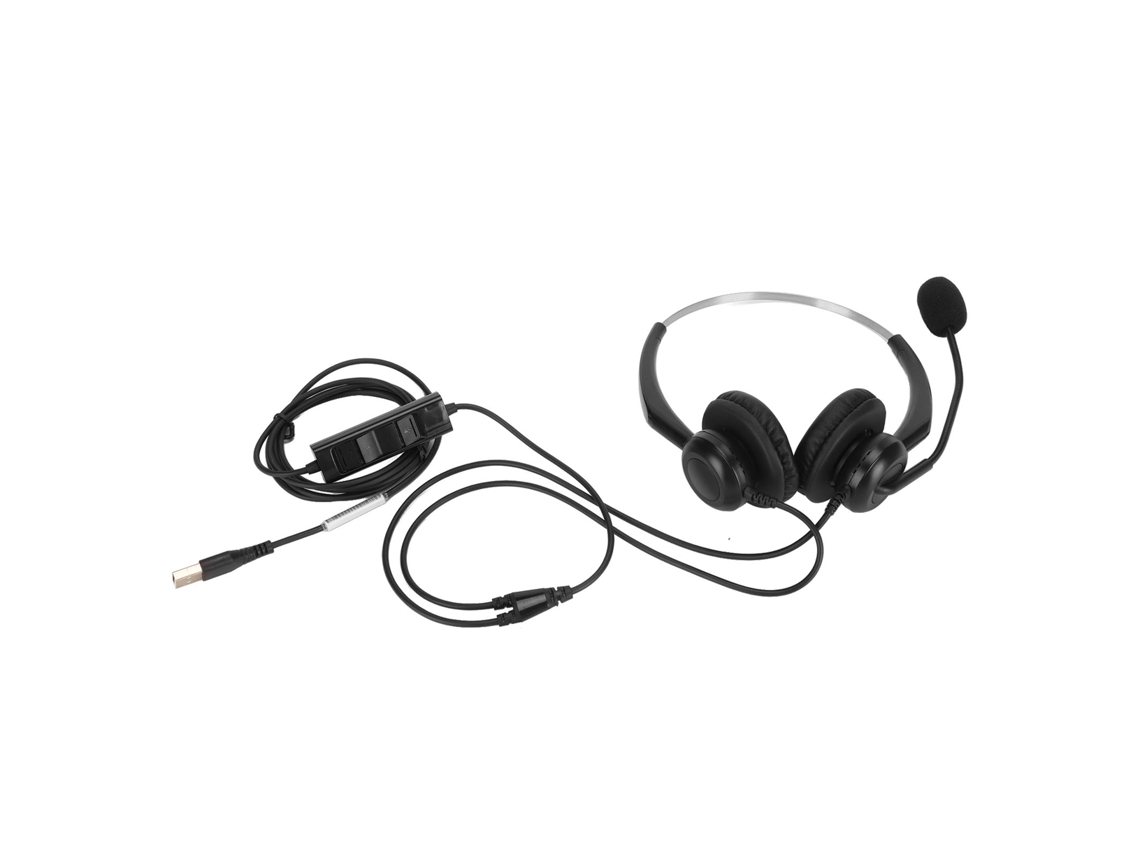 Auriculares binaurais com cancelamento de ruído e microfone USB para centros de chamadas e escritórios | S/MARCA
