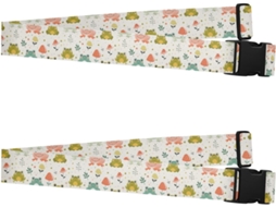 Conjunto De 2 Cintas Bagagem Design Fofo Sapo Resistentes Ajustáveis Para Viagens E Mão Cinta Equipamentos