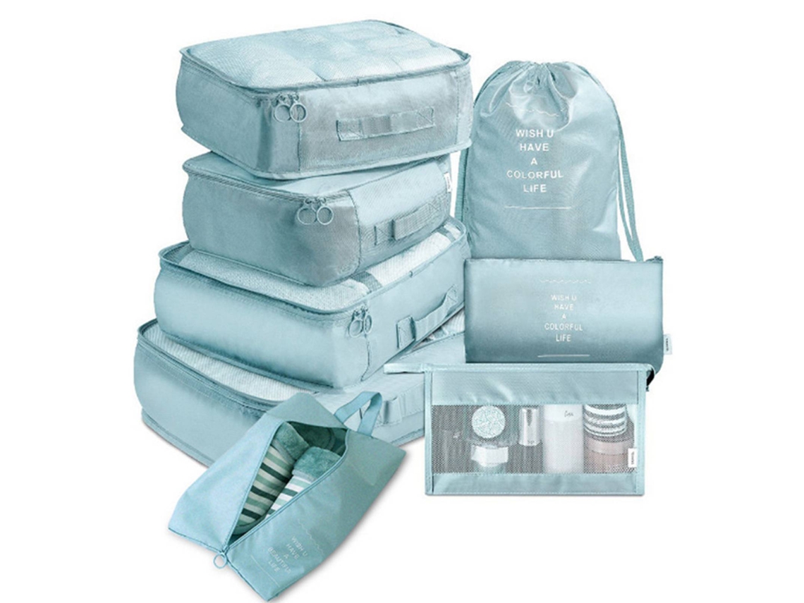 8 Conjuntos de Cubos de Embalagem para Malas Organizadores Impermeáveis com Sacos para Sapatos e Roupa Íntima