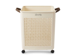 Cesto De Roupa Dobrável Em Imitação De Rattan, Cesto De Roupa Móvel Com Rodas, Cesto Para Guardar Roupas (1 Peça)