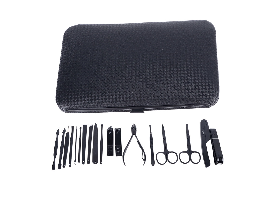 Kit profissional de 18 peças de cortadores de unhas em aço inoxidável para manicure e pedicure.