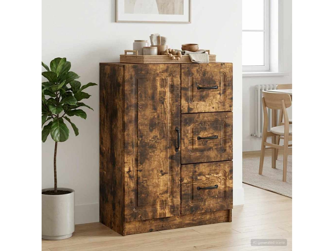 Vidaxl Buffet Carvalho Fumado 66 X 34,5 X 87 Cm Derivados De Madeira