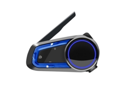 Fone Bluetooth para motocicleta com intercomunicador para 10 pilotos 2000m à prova d'água IPX6 viva voz Azul e Preto JIAPEI