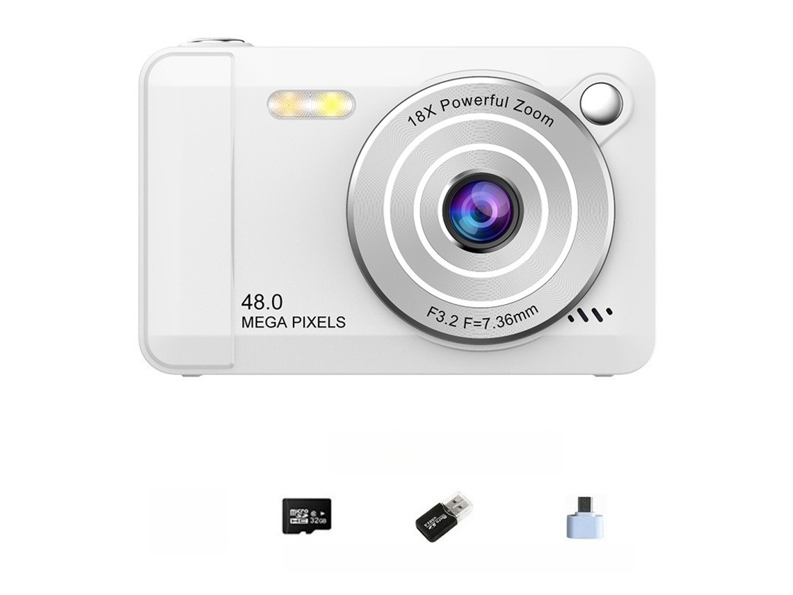 Câmara Digital Tela Hd De 2,4 Polegadas, Zoom De 18x Com Luz De Preenchimento (cartão Branco De 32 Gb) Cuich