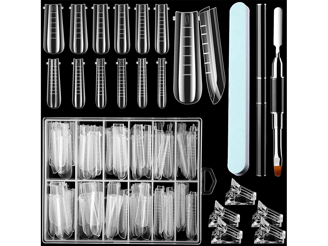 120 Peças Conjunto de Formas de Unhas Duplas Formas de Extensão de Formas de Unhas de Gel Formas de Gel de Caixão para Unhas de Acrílico Uv Transparen