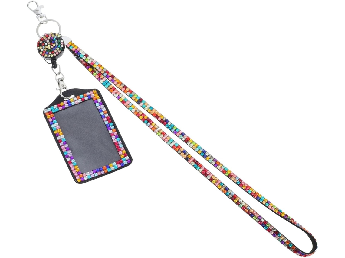 Lurelia Porta-crachá Retrátil Com Cordão Com Strass Em Resina E Veludo Para Escritório E Escola