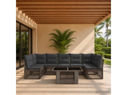 Vidaxl Conjunto De Sofá De Jardim 7 Unid. Cinzento Vime Pe