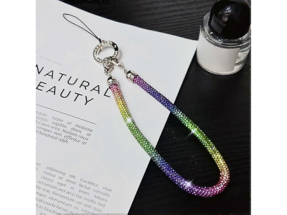 Pulseira Para Celular Com Decoração Brilhante De Strass, Alça De Mão, Comprimento: 25 Cm, Multicolorida.