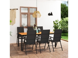 Vidaxl 7 Pcs Conjunto De Jantar Para Jardim Preto E Castanho