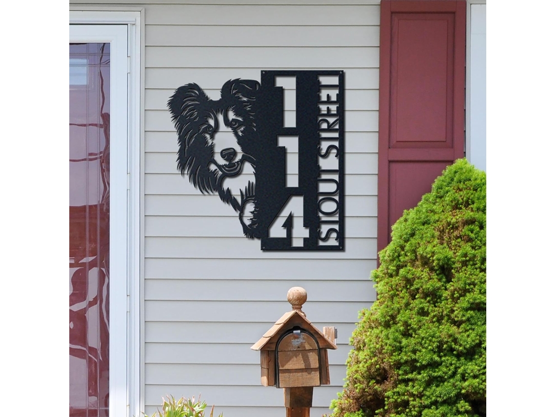 Placas Personalizadas Com O Nome Do Seu Cão Da Raça Pastor De Shetland Decorar Casas, Varandas E Jardins Ideais