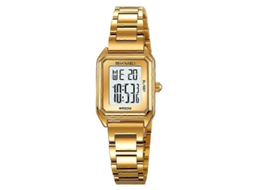 Relógio Eletrônico Feminino Pequeno Skmei 2493 Com Pulseira Quadrada De Aço.