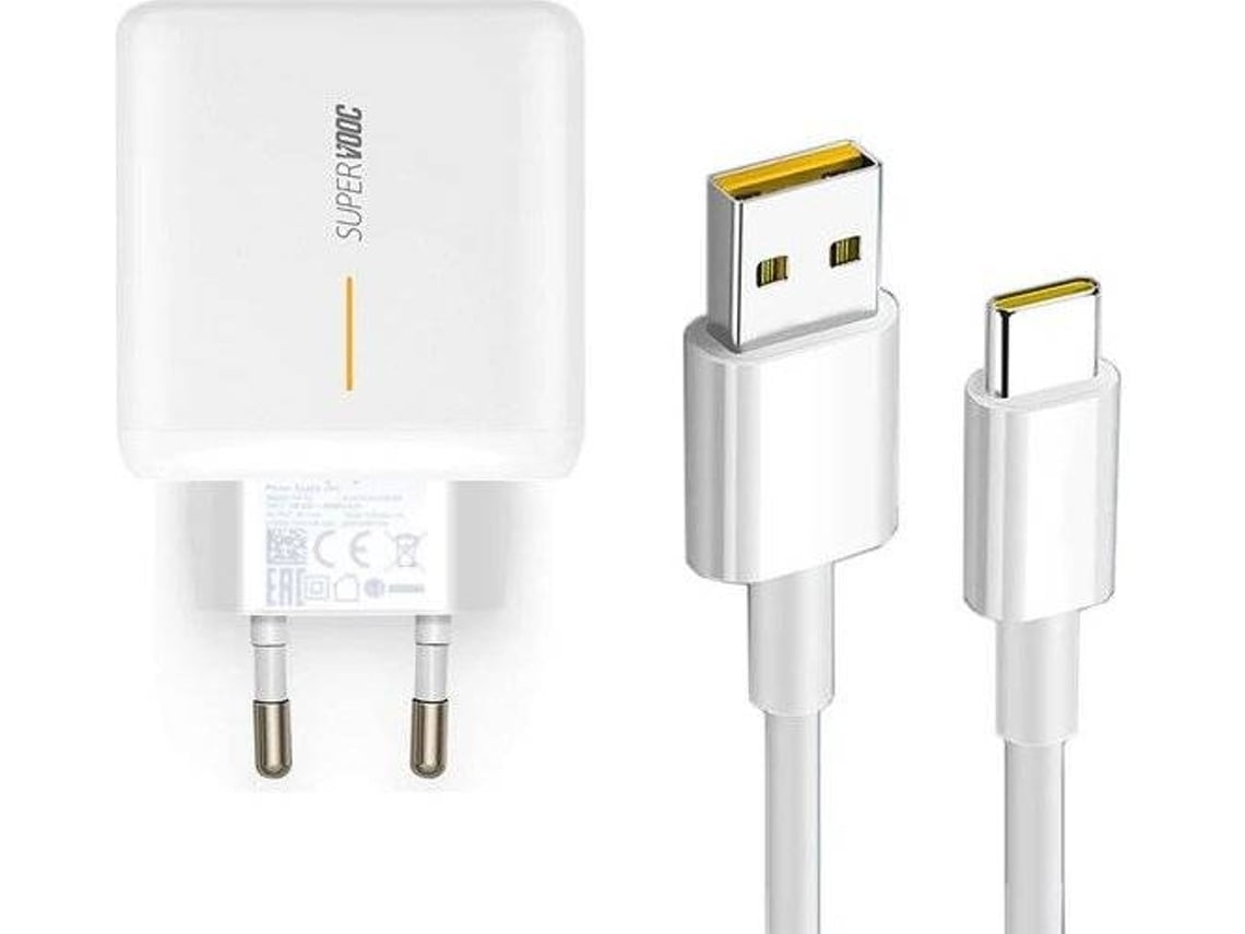 Kit Carregador e Cabo Fast Charge para Oppo K9S 65W Usb-C Branco