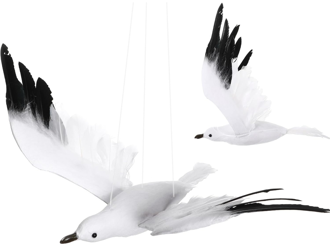 Enfeite Gaivota Pendurar Tamanho Penas Musgo Artificiais Decoração Litorânea Festas Casamentos Interiores GOKOCO