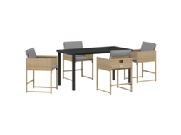 Conjunto 5 Conjunto De Jantar Moderno Vidaxl Bege Vime Pe (140 X 70 X 73 Cm)