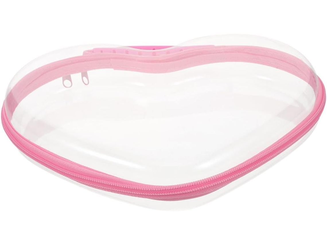Nécessaire Feminina Rígida Em Formato De Coração, Ideal Para Viagens E Para Maquiagem, Com Zíper.