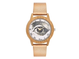 Reloj De Pulsera Unisex Con Patrón De Ojos Y Escala Romana Oro Rosa Cuarzo