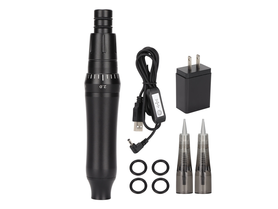 Máquina De Tatuagem De Sobrancelha Semipermanente De Baixo Ruído Para Sobrancelha Lábio Eyeliner 110‑240v Plug Us Preto