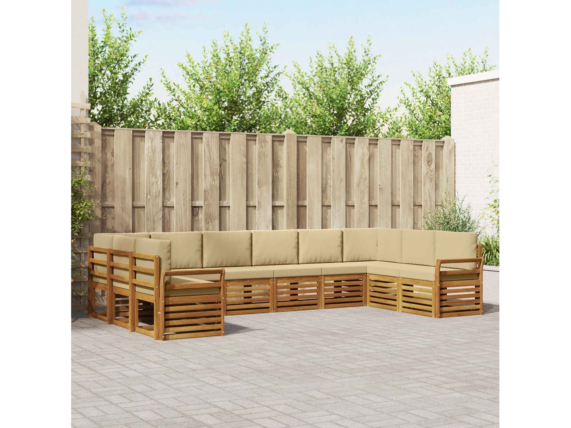 Vidaxl Conjunto De Sofás Para Exterior 10 Unid. Natural E Bege