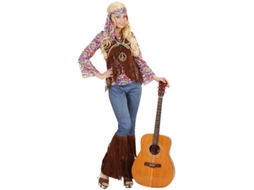 Fato de hippie psicodélico com colete para mulher