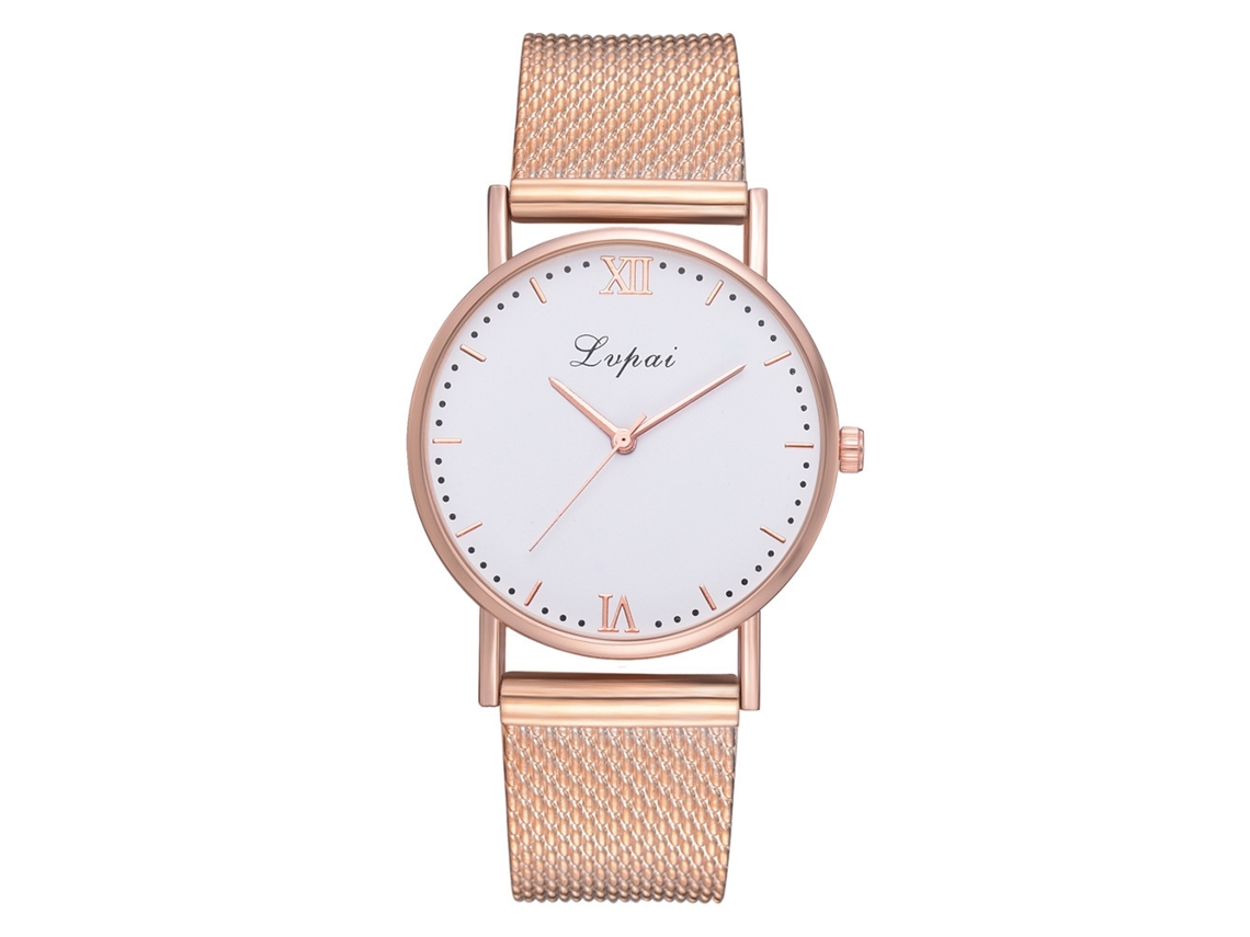 Relógio de Pulso Feminino Casual Lvpai Elegante com Cinto de Silicone e Movimento de Quartzo Ouro Rosa