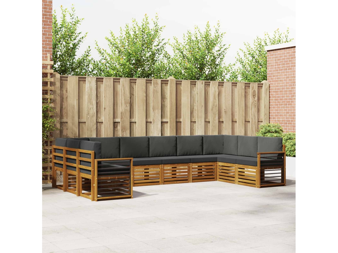 Vidaxl Conjunto De Sofás Para Exterior 10 Unid. Natural E Antracite