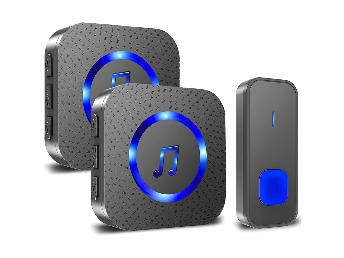 Campainha Sem Fio Com 2 Receptores, Alcance De 400 M, À Prova Dágua, Para Uso Externo. Brilvibera