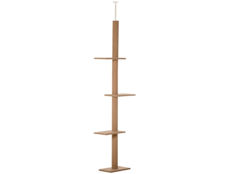 Arranhador para Gatos PAWHUT Torre com 4 Plataformas e Altura Ajustável (Castanho - 43x27x228-260 cm)
