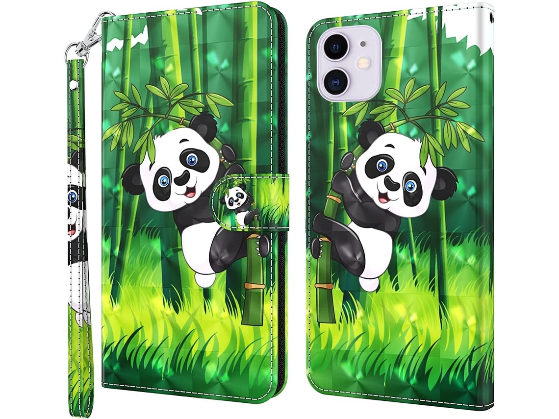 Capa Proteção Função Panda para iPhone 13 Mini HONGWE. Pele Sintética Magnética