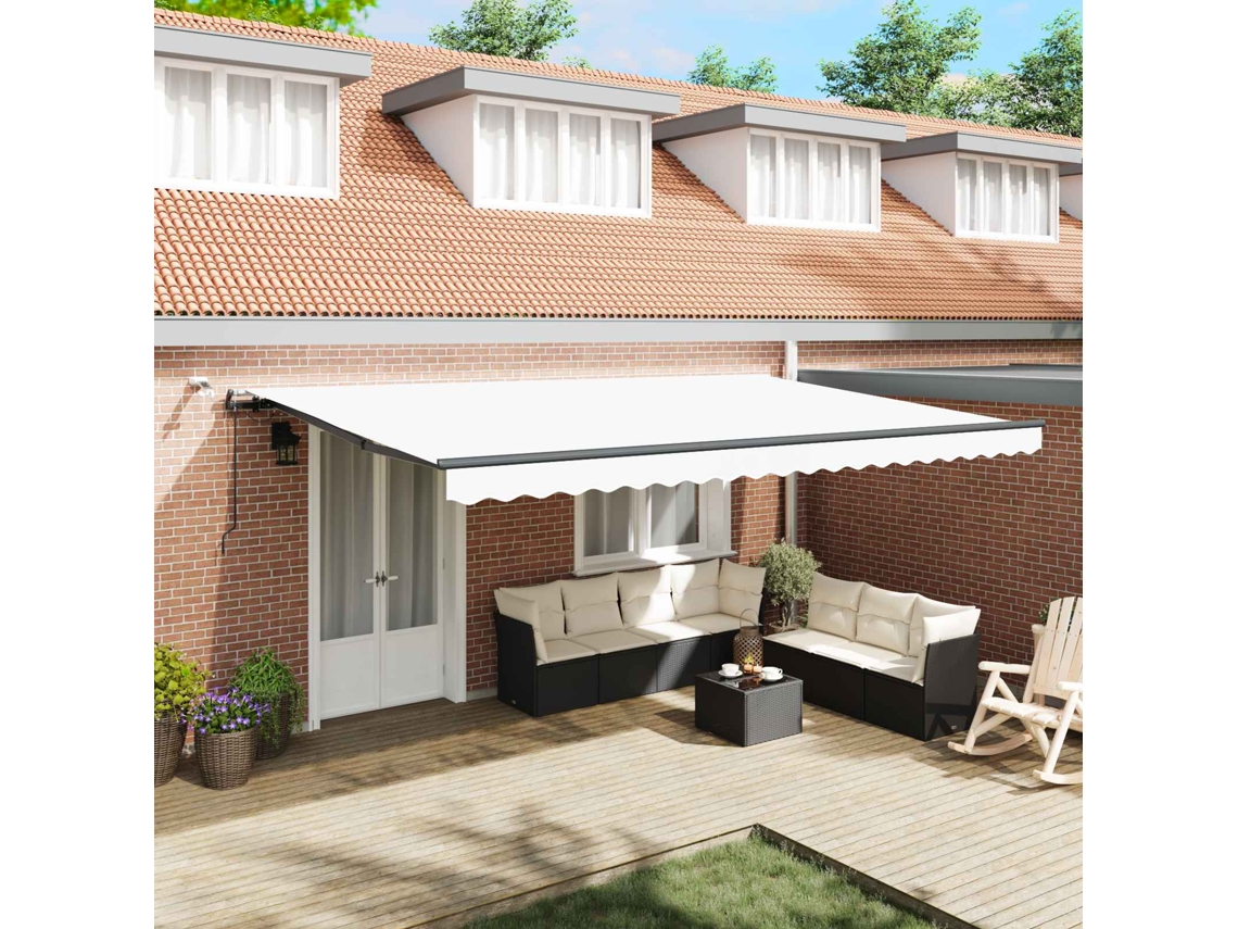 Vidaxl Toldo Retrátil Branco 500 × 350 Cm Poliéster