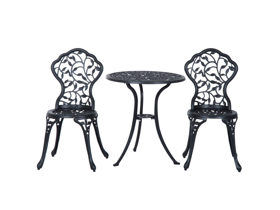 Conjunto Bistrô Para 2 Pessoas, Conjunto De Móveis Para Varanda, Mesa Bistrô Com 2 Cadeiras, Preto