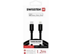 Cabo SWISSTEN Textile (USB-C - Lightning - 1.2 m - Preto)