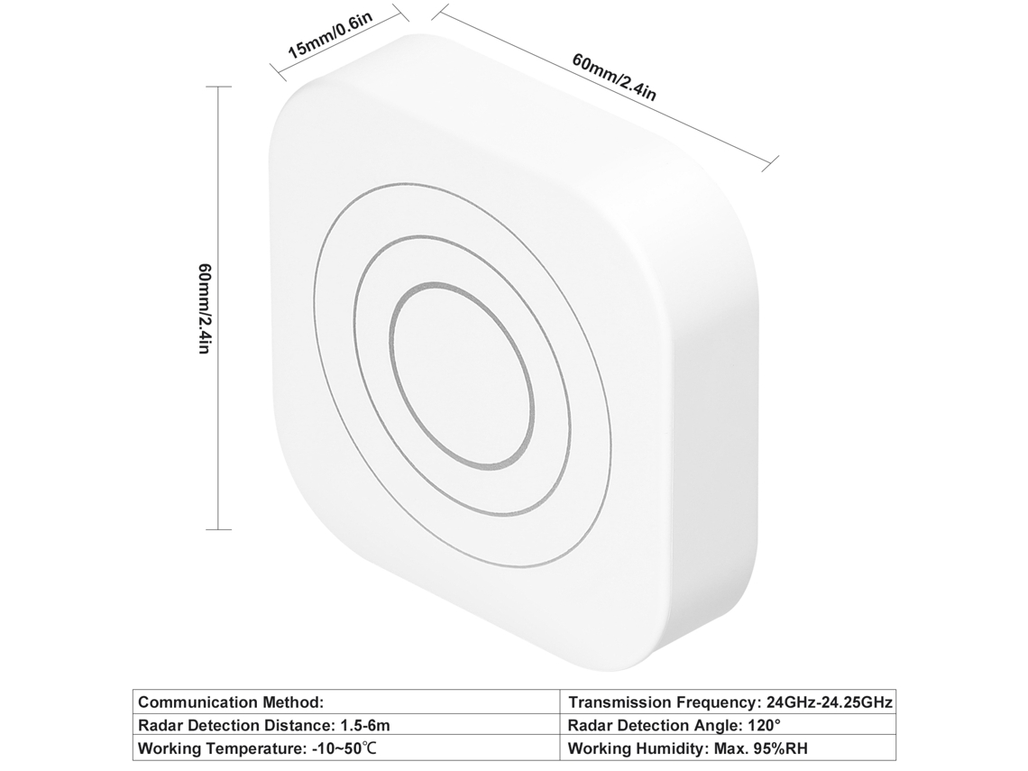 Sensor De Presença Humana Tuya Zigbee 24ghz Radar