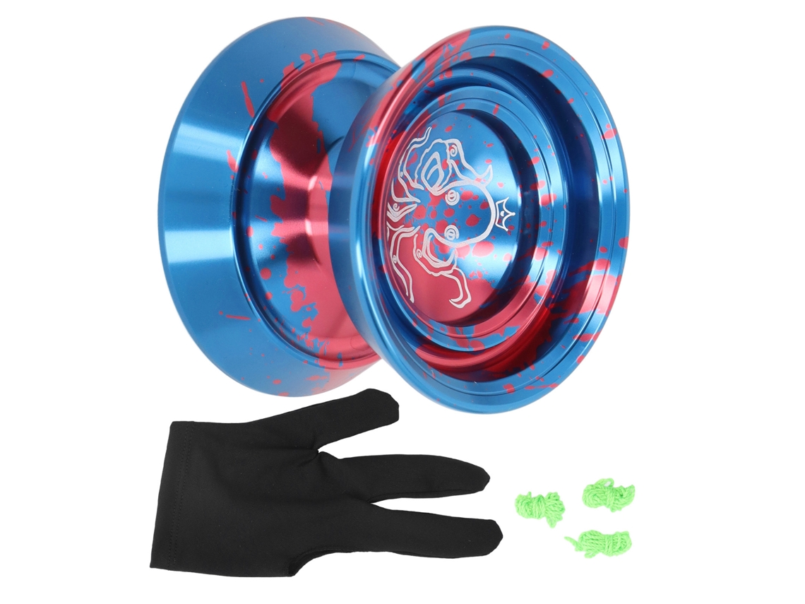 Yoyo Ball Alumínio Avançado Não Responsivo Para Competição Com Luvas E 3 Cordas Azul