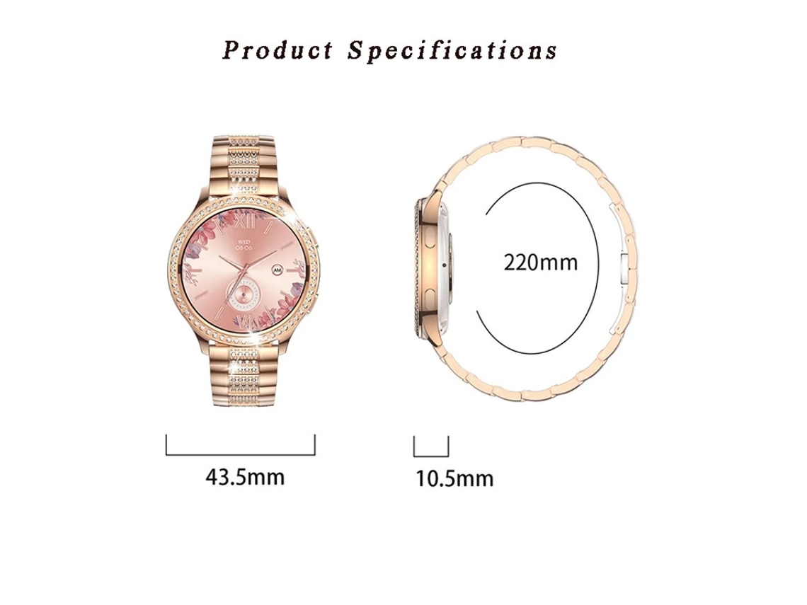 Smartwatch com Bluetooth, diversos modos esportivos e detalhes em Diamante Prata Bestvite