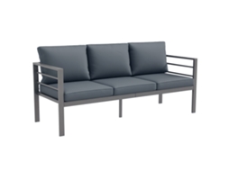 Sofá de Jardim 3 Lugares com Almofadas, Alumínio, Cinza, 185x66x64 Cm | S/MARCA