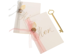 Besportble Conjunto com 2 Cartões para Votos de Casamento em Papel Rosa Mosqueta e Cinza Cappuccino Selo Cera