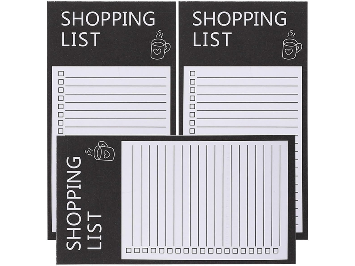 Bloc-notes Magnétique Noir En Papier, 3 Cadernos Para Listas De Cursos E Planejamento, Portátil E Compatível