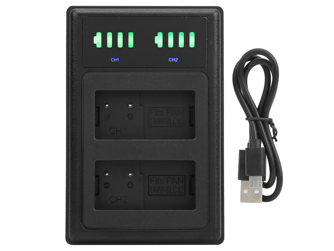 2026 cargador de Baterías Dual para Cámara Con Lcd, Cargador Doble para Batería Dmw blc12