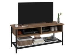 Suporte de Tv Até 48'' no Estilo Industrial em Madeira e Aço. 110x40x48cm. Marrom e Preto Ge