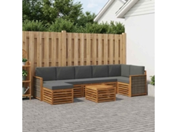 Vidaxl Conjunto De Sofás Para Exterior 7 Unid. Natural E Antracite