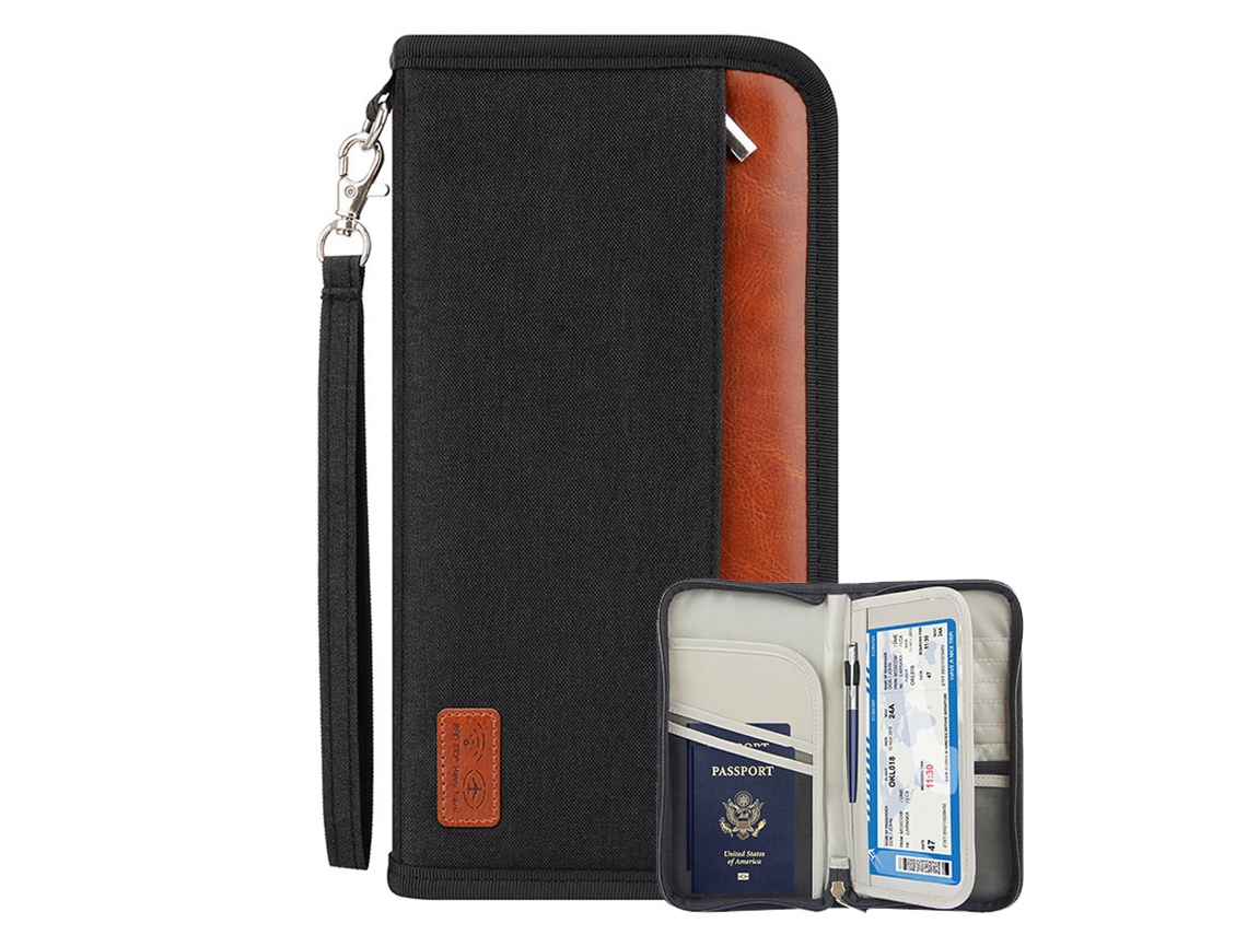 Passport Holder Travel Documents Waterproof Organiser Zip Sleeve With Shielded Radio Frequency Identification SUNNY SPACES