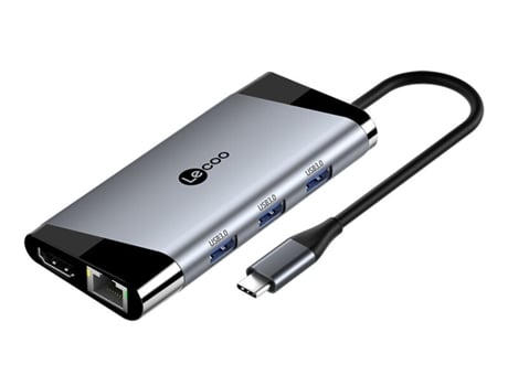 Adaptador LECOO Lkc1323 8In1 Type-C a 3Usb3.0 Pd100W 1000Mbps Hdmi Sd/Tf para Huawei Mate40/P50 S20