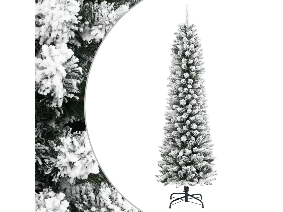 Vidaxl Árvore De Natal Artificial Fina Com Neve Pvc E Pe 210 Cm