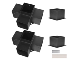 Kit de Suportes Estáveis para Pergolado, 15 X Cm, 2 Canto Resistentes 4 Vias, Fácil Instalação, Vigas Madeira Gazebos, Pergolados Pátio e Cabanas