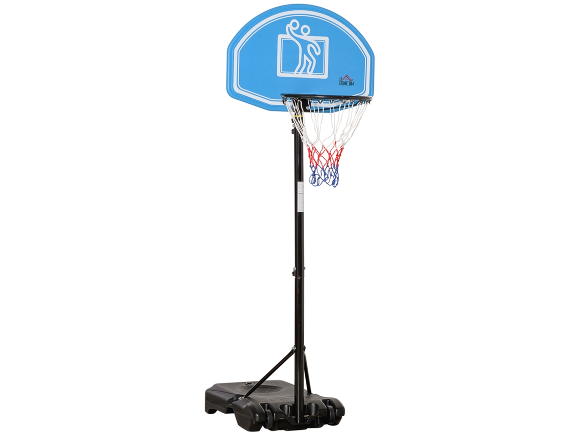 Tabela De Basquetebol Aço, Pe E Hdpe Cor Preto E Azul 76x70x197,5-254cm Homcom