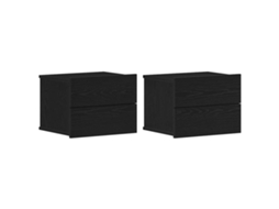 Conjunto de 2 Armários de Cabeceira MAISON EXCLUSIVE carvalho preto 40x30x30 cm