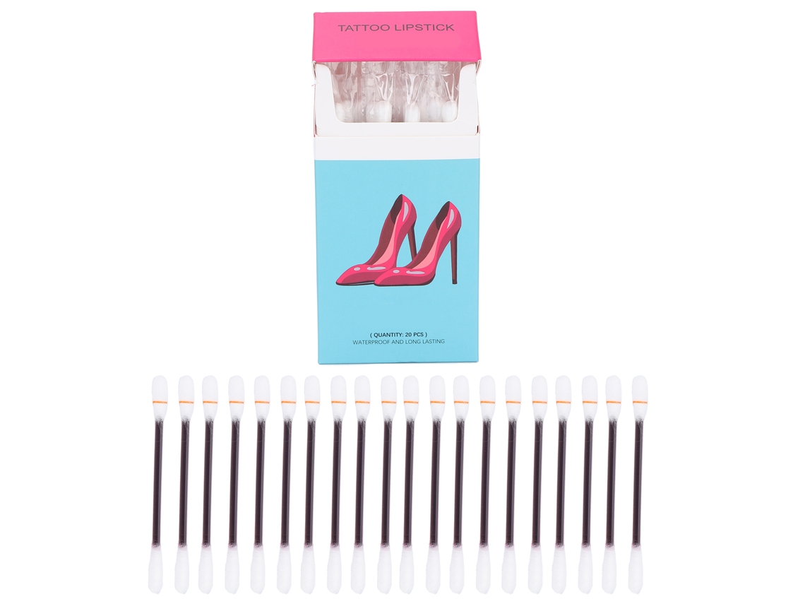 Lakerain 20 Peças Bastoncillos De Algodón Labial Descartáveis Glaseado Labial Aceito Vermelho Rosa Hidratante